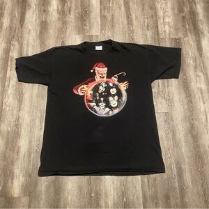 Vintage Kiss Shirt Mens XL Black Christmas Psycho Circus Band Tee Santa 2000s